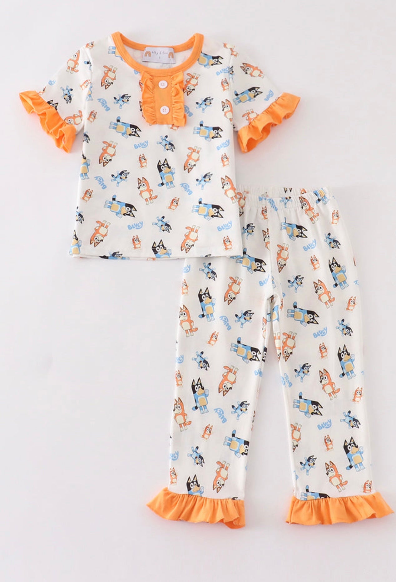 Orange Bluey Ruffle Pajamas Set