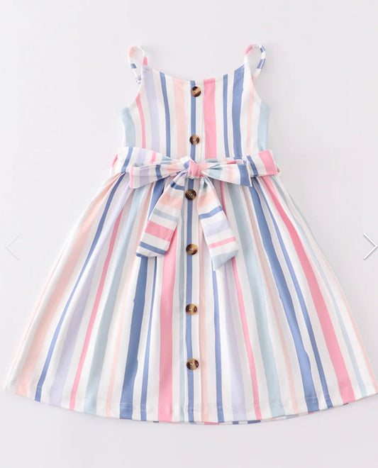 Blue Striped Button Dress