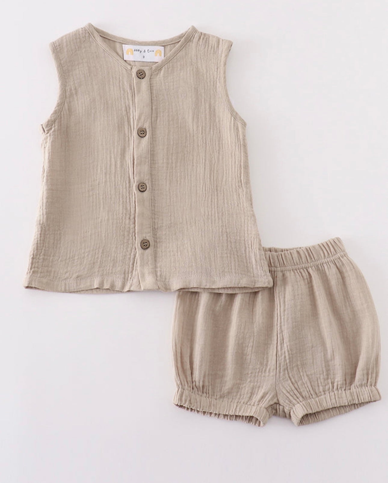 Beige Muslin Short Set