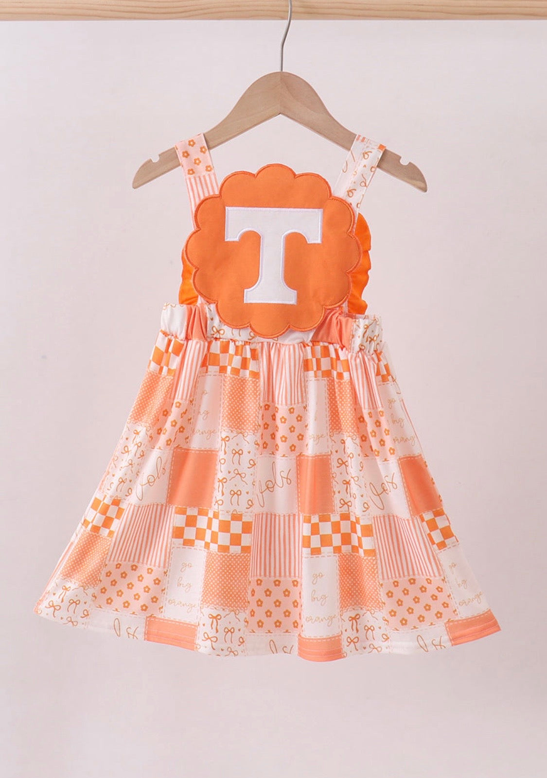 Orange Patchwork Applique Dress