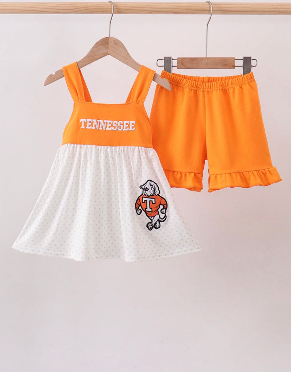 Orange Tennessee Applique Ruffle Shorts