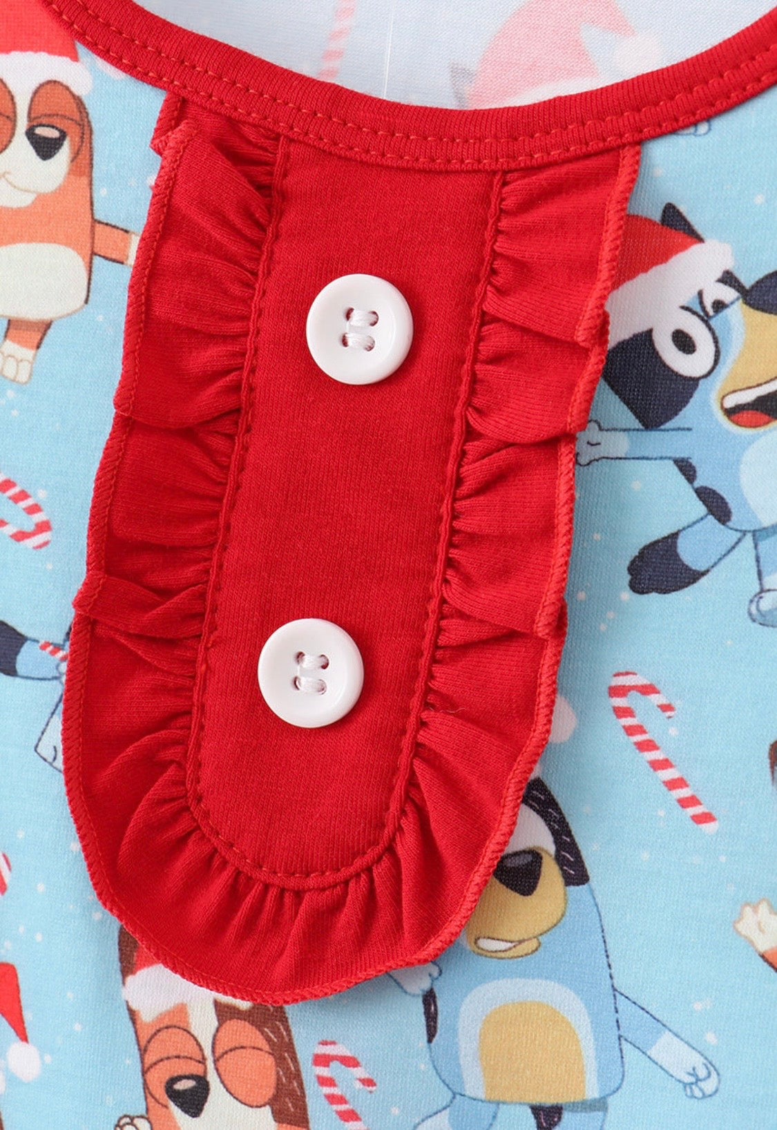 Blue Christmas Bluey Ruffle Pajamas