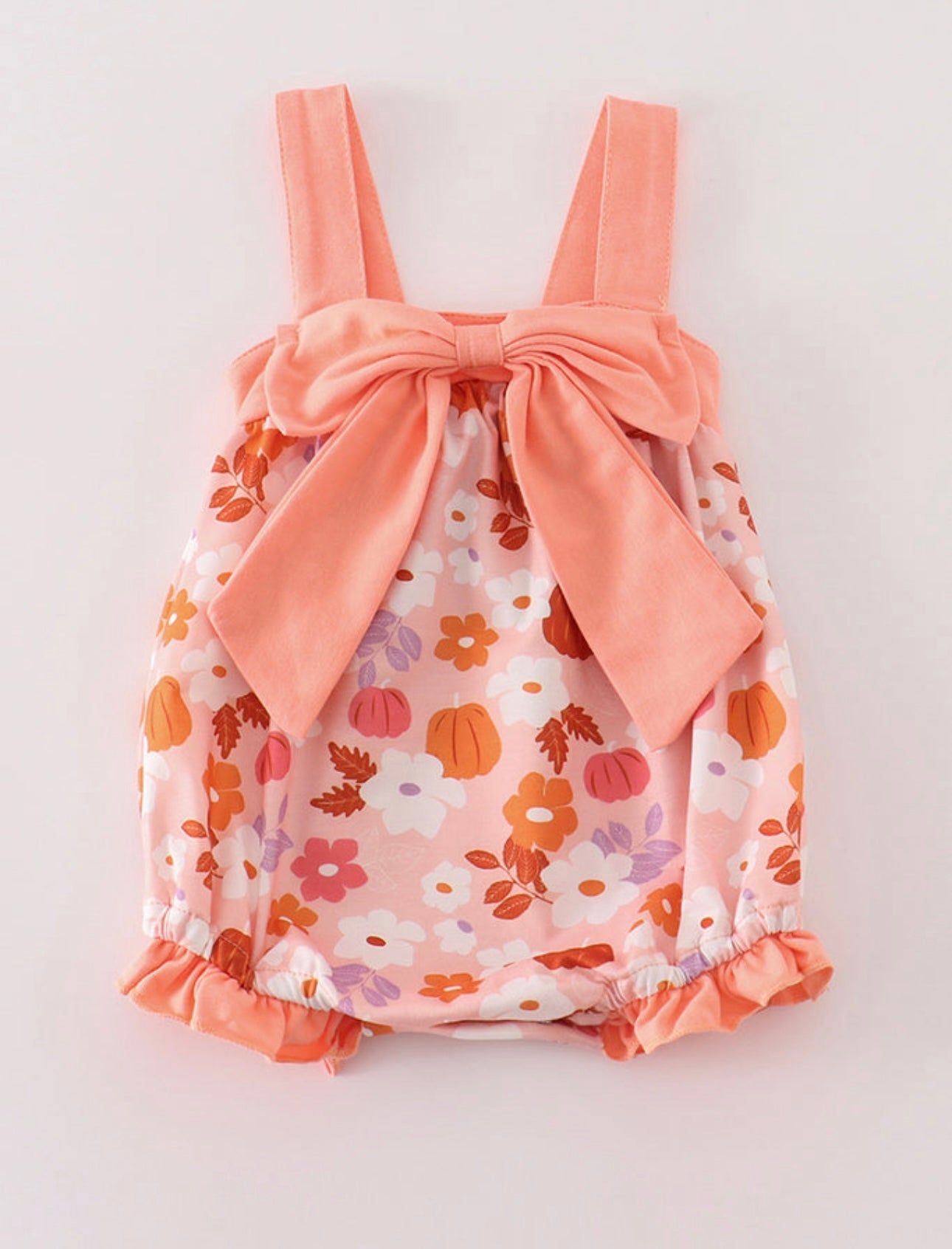 Pumpkin Floral Print Bow Bubble