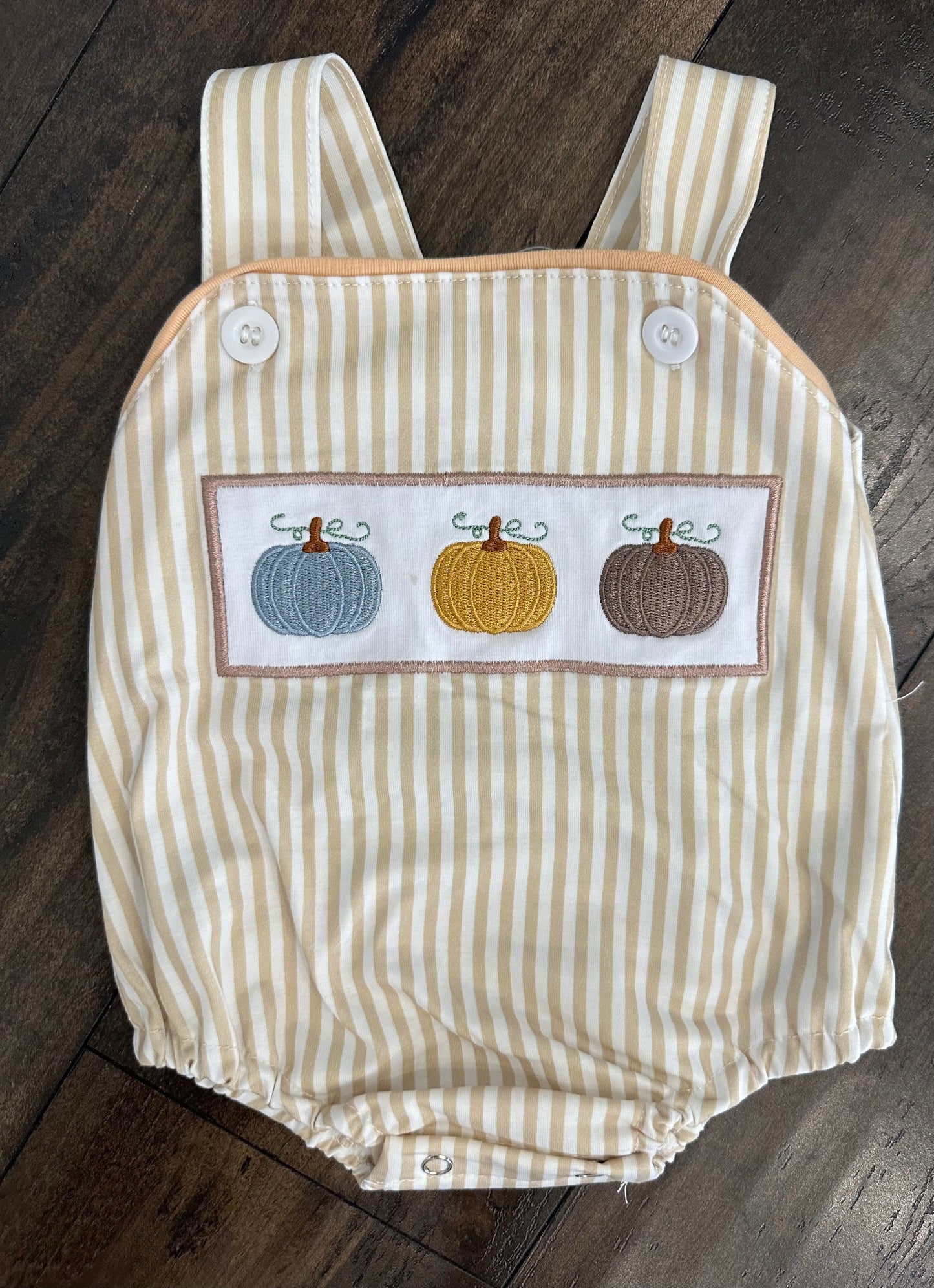 Khaki Pumpkin Embroidery Boy Bubble