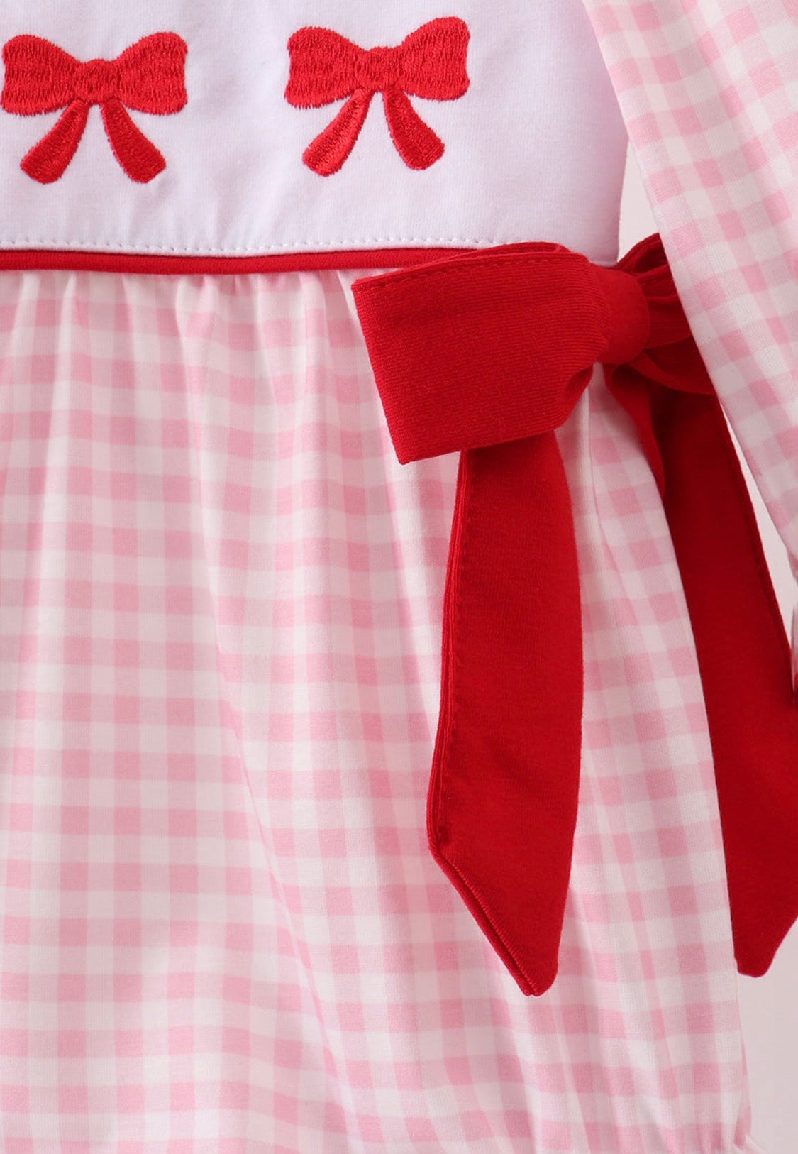 Pink Gingham Bow Embroidery Bubble
