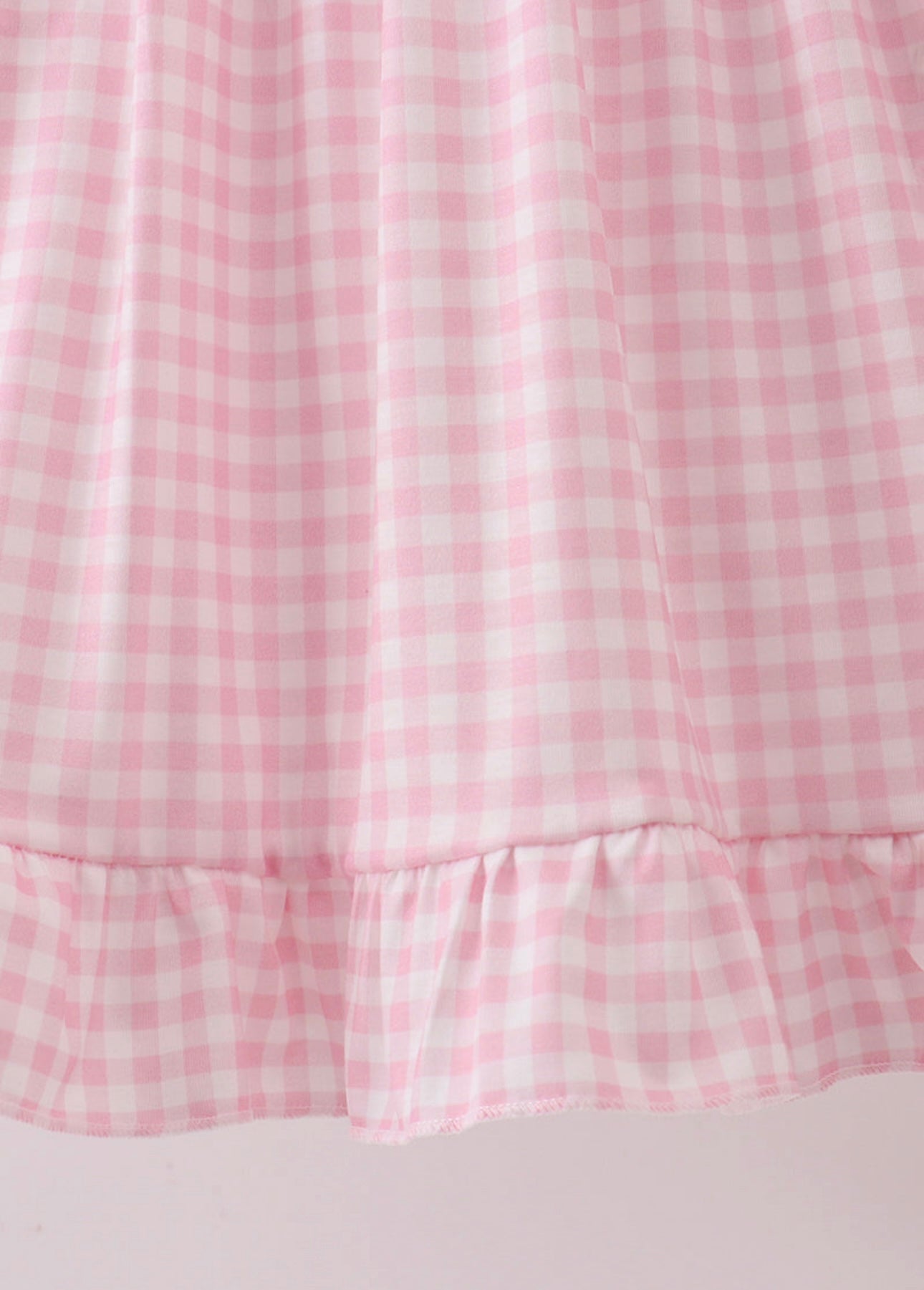 Pink Gingham Bow Embroidery Dress