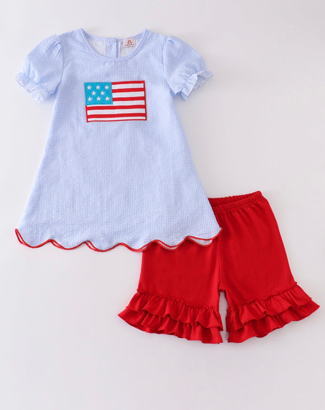 Patriotic Flag Seersucker Girl Set