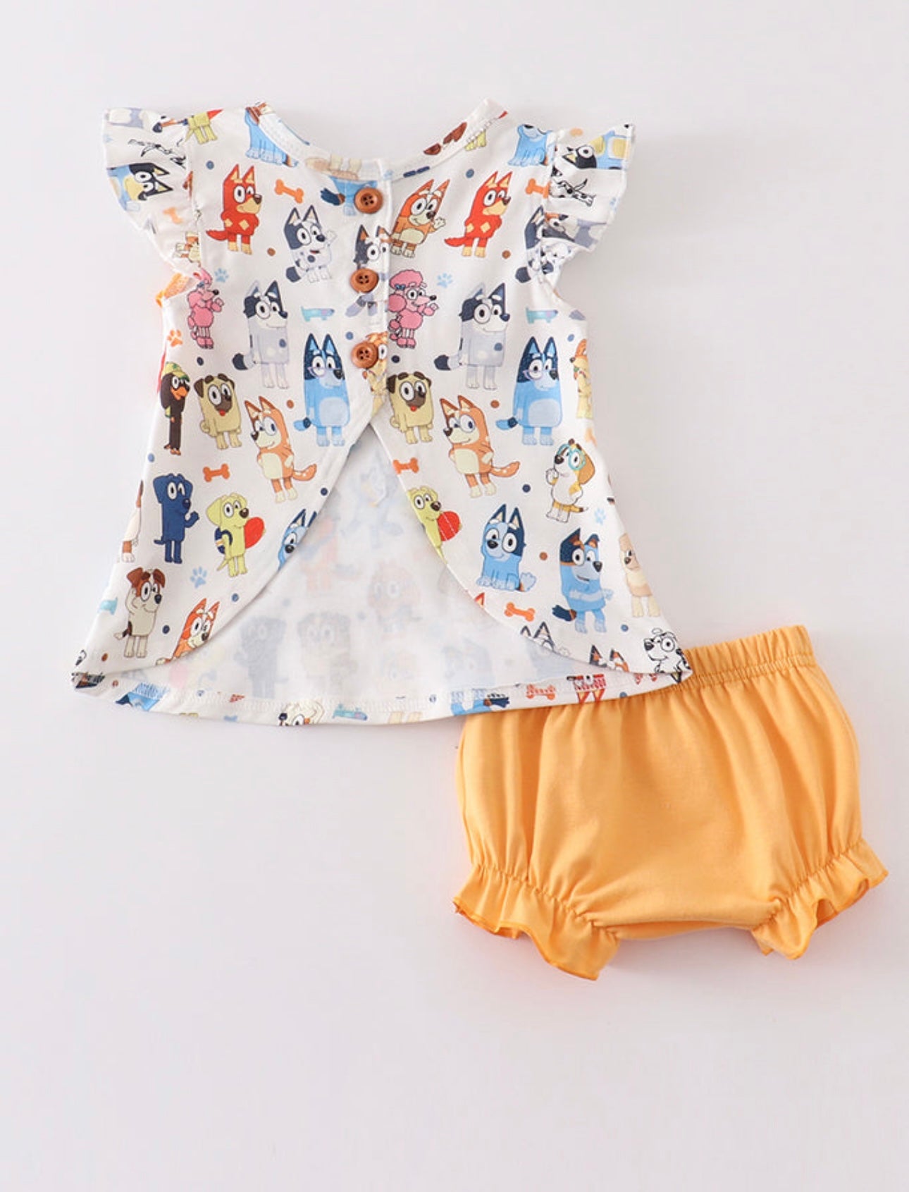 Mustard Bluey Print Baby Set