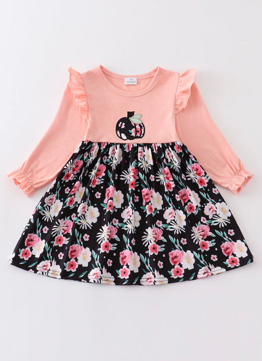 Floral Pumpkin Applique Dress