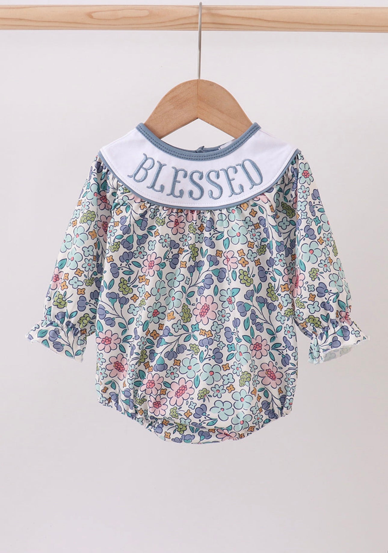 Blessed Embroidered Floral Bubble