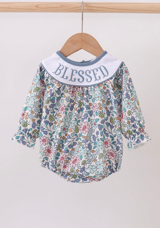 Blessed Embroidered Floral Bubble