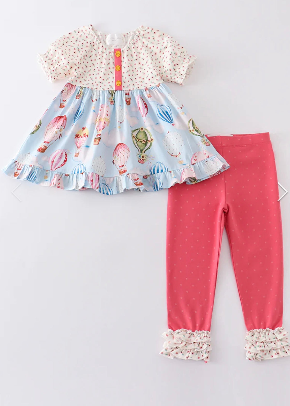 Balloon Print Ruffle Pant Set