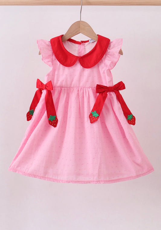 Pink Strawberry Swiss Dot Dress