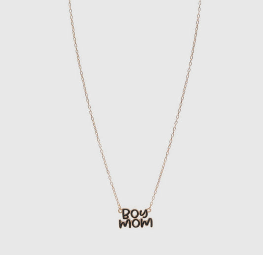 BOY MOM Enamel Charm Necklace