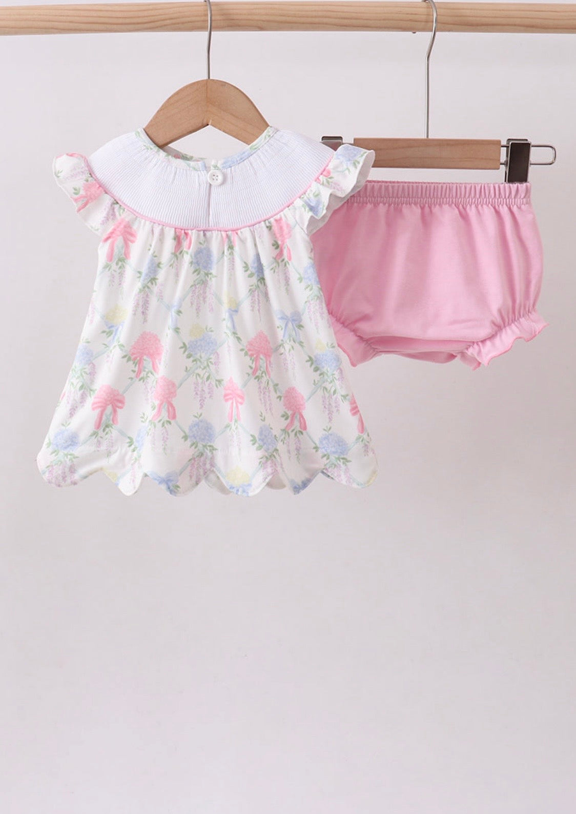 Floral Little Sister Smocked Bloomer Set