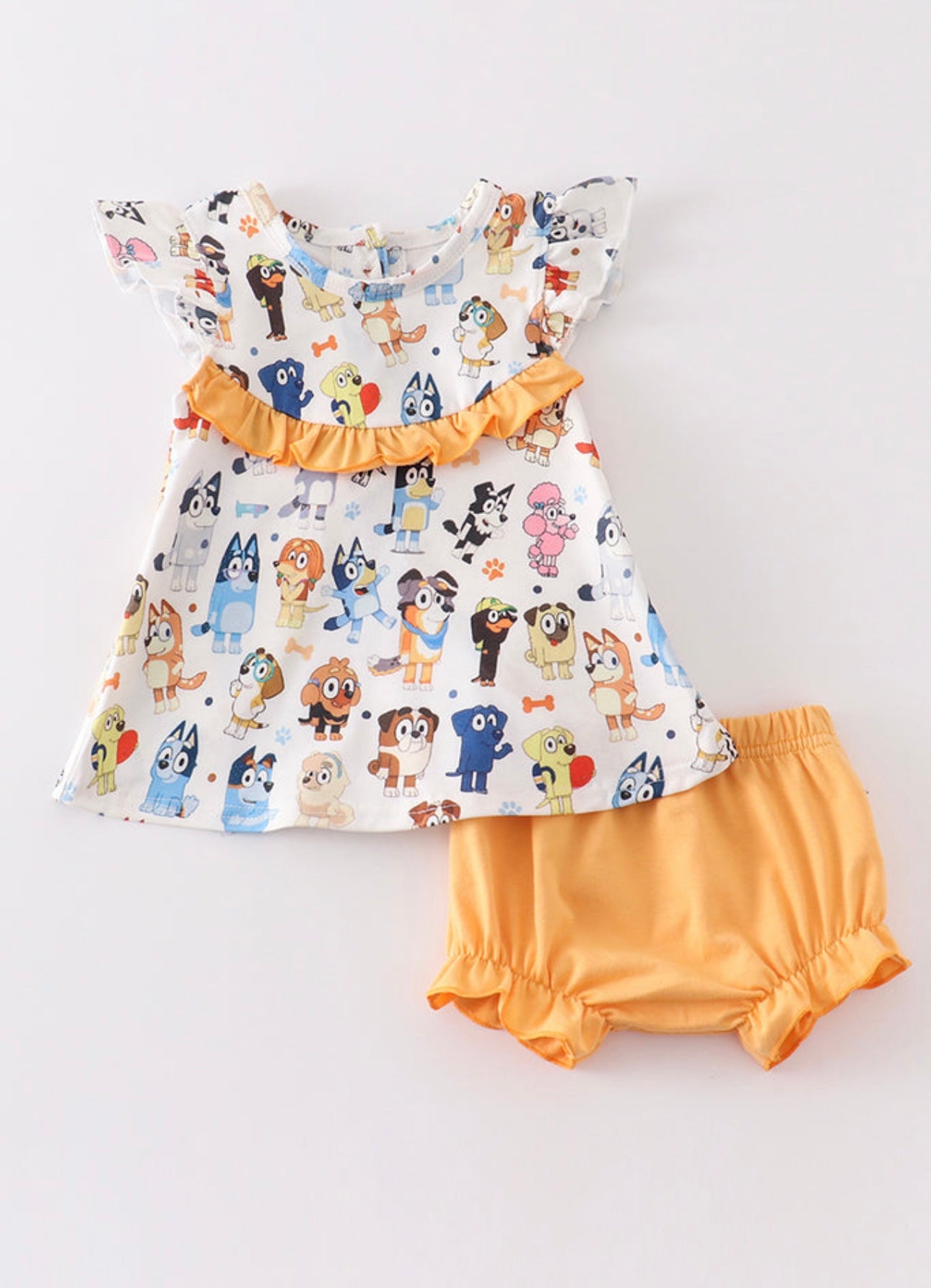 Mustard Bluey Print Baby Set