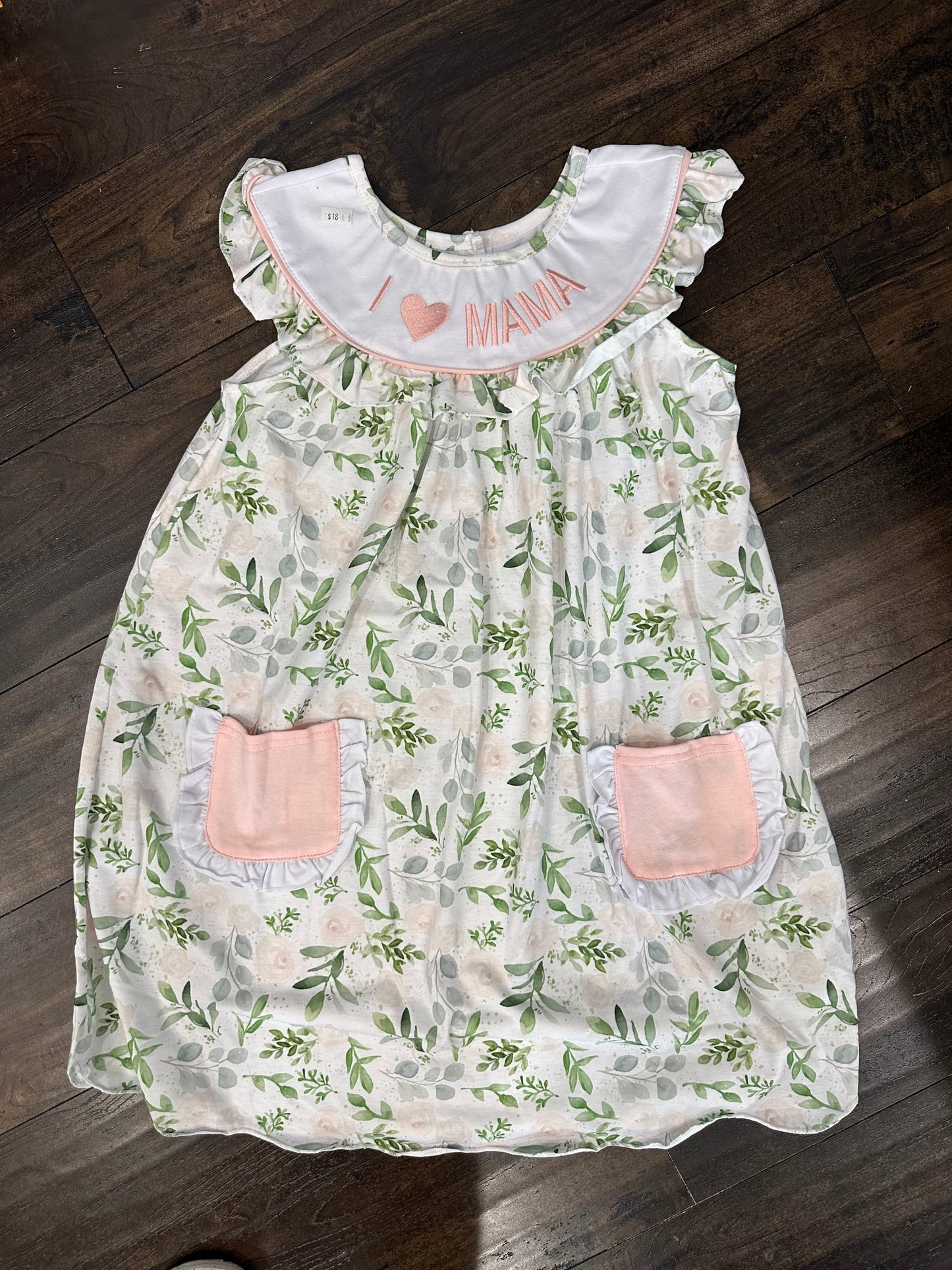 Floral I LOVE MAMA Pocket Dress