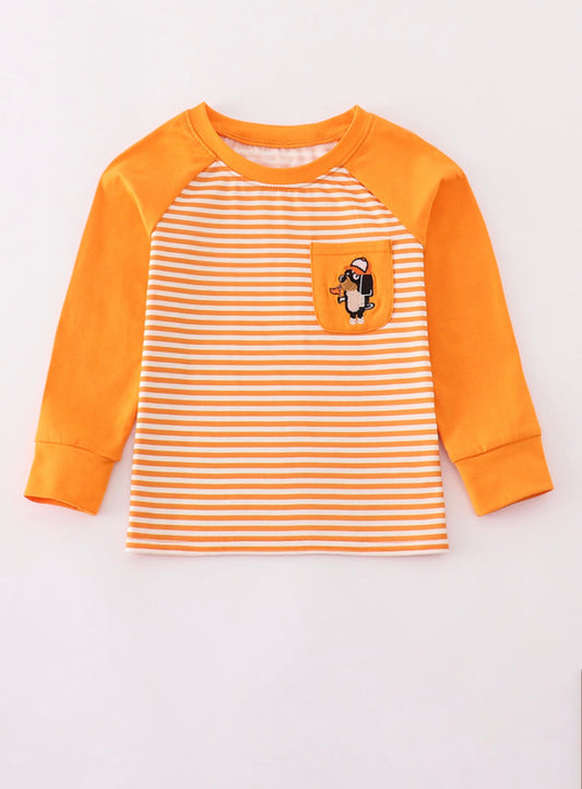 Orange Tennessee Striped Long Sleeve Top