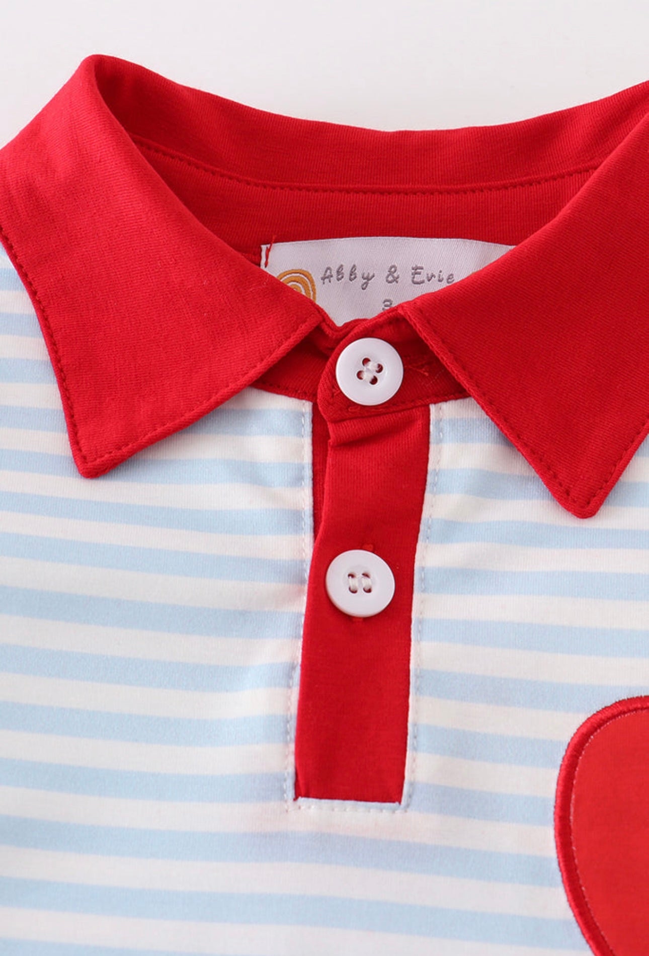 Blue Stripe Apple Embroidery Shirt