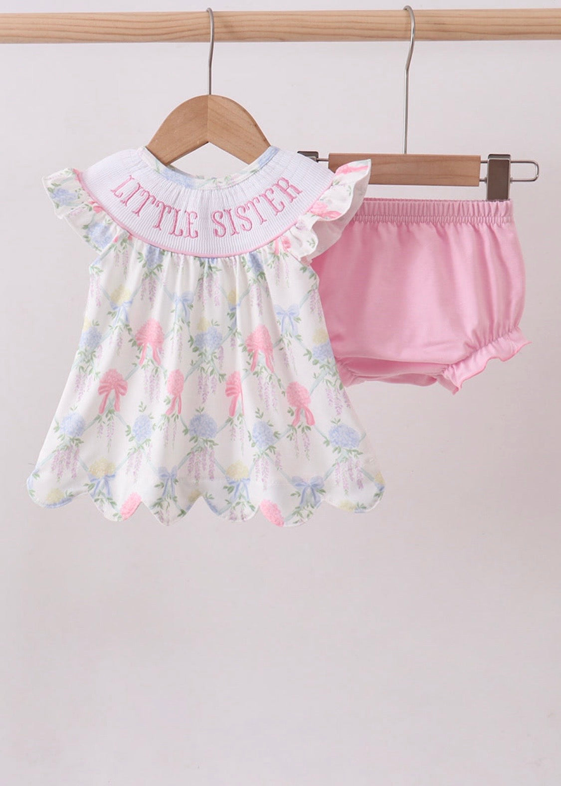 Floral Little Sister Smocked Bloomer Set