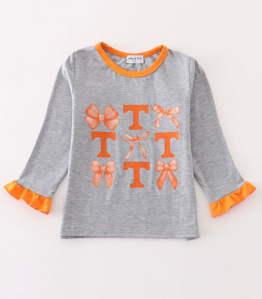 Gray Tennessee Football Girl Top