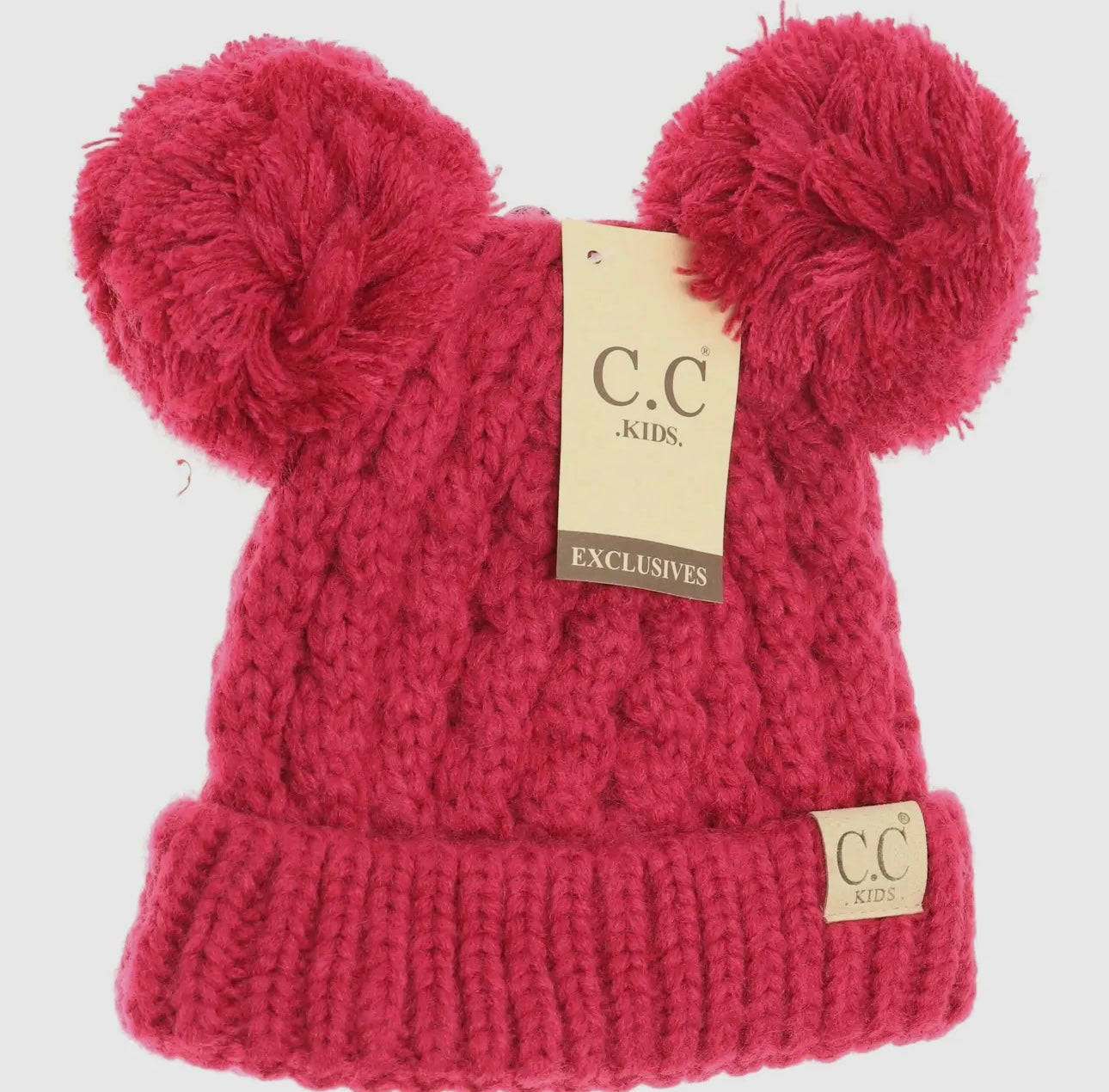 Kids Solid Double Pom CC Beanie