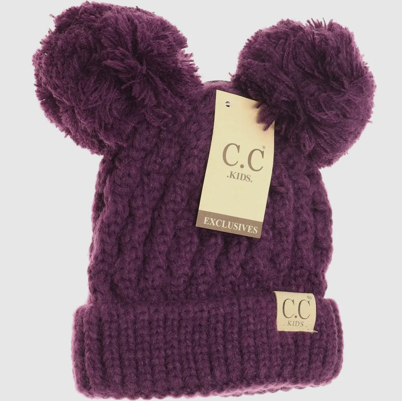 Kids Solid Double Pom CC Beanie