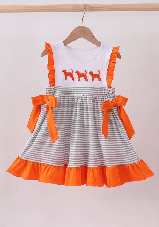 Striped Gray Tennessee Embroidery Dress