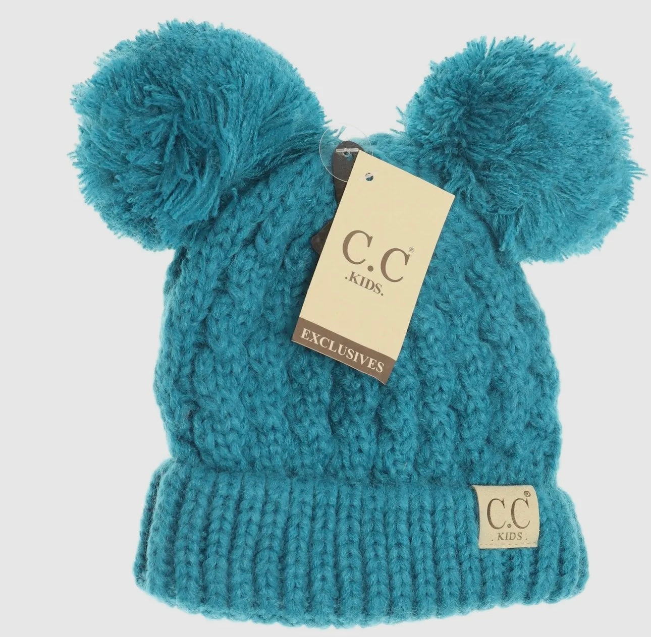 Kids Solid Double Pom CC Beanie