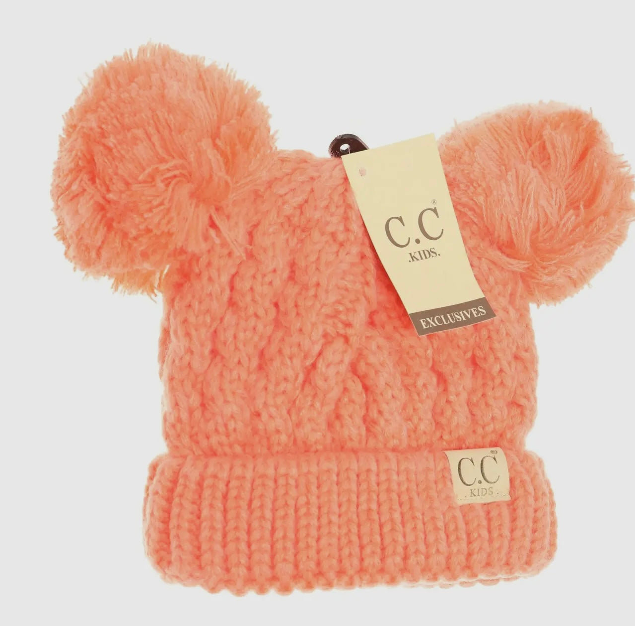 Kids Solid Double Pom CC Beanie