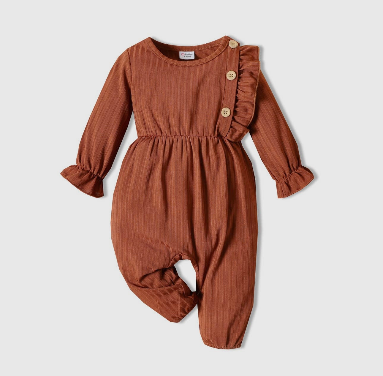 Brown Long Sleeve Jumpsuit