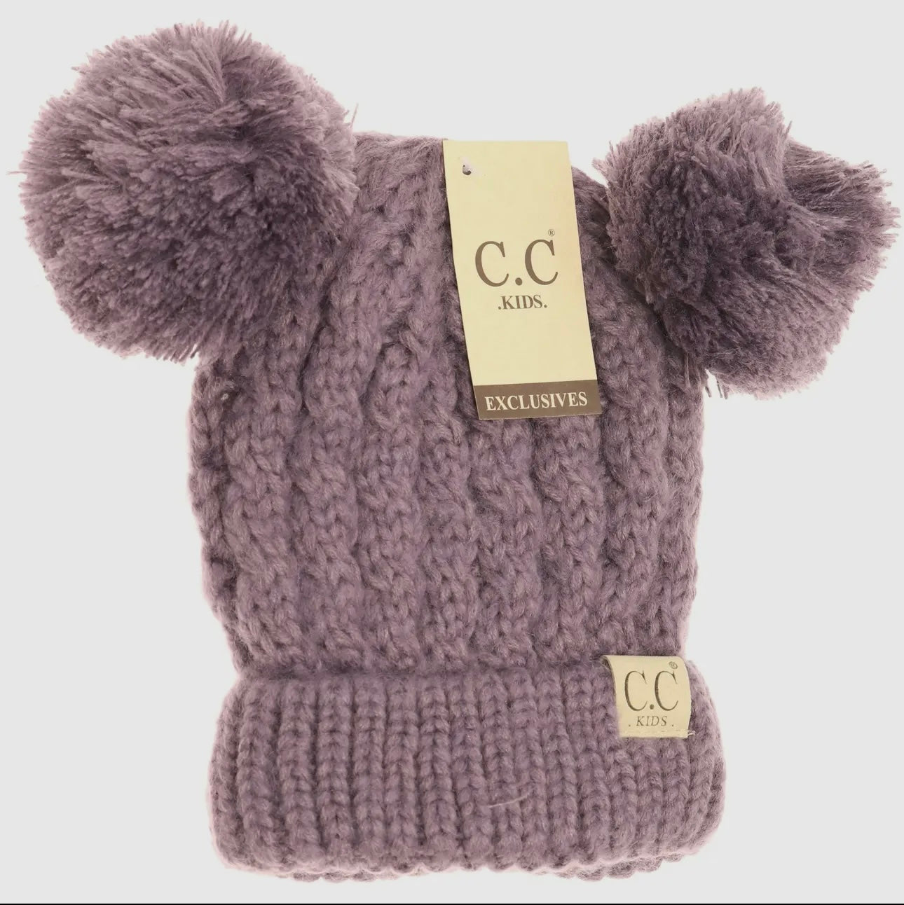 Kids Solid Double Pom CC Beanie