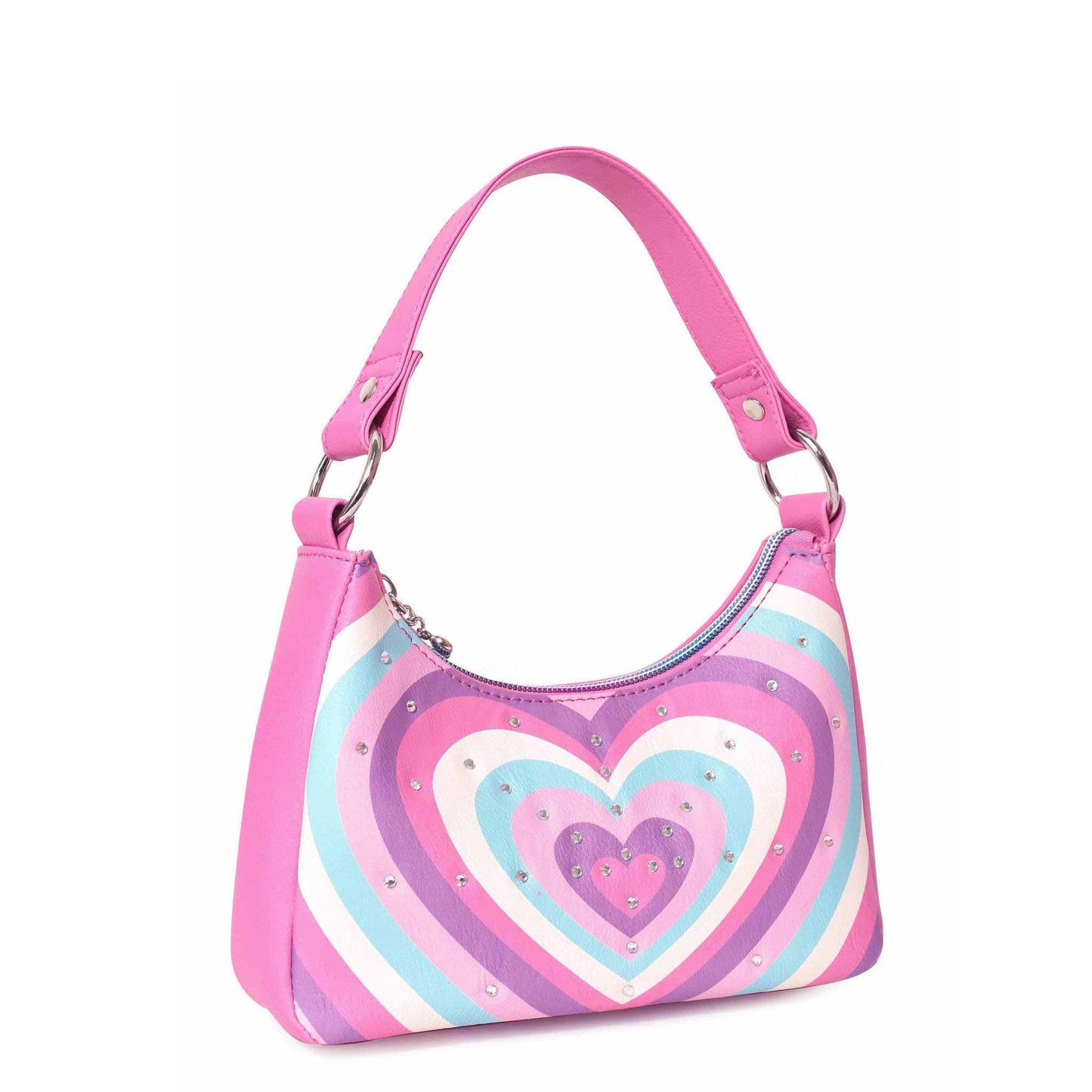 Rayed Heart Rhinestone Heart Mini Crescent Bag
