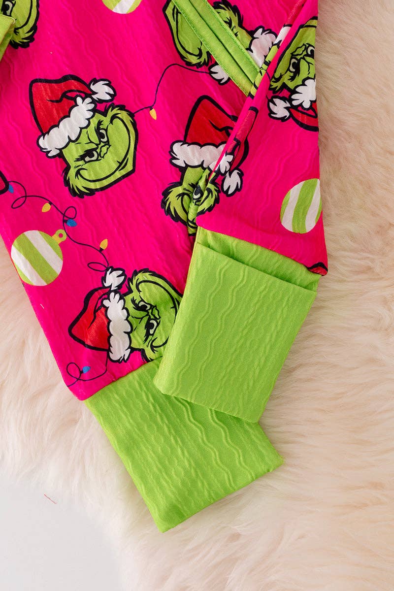 Hot pink GRINCH baby romper