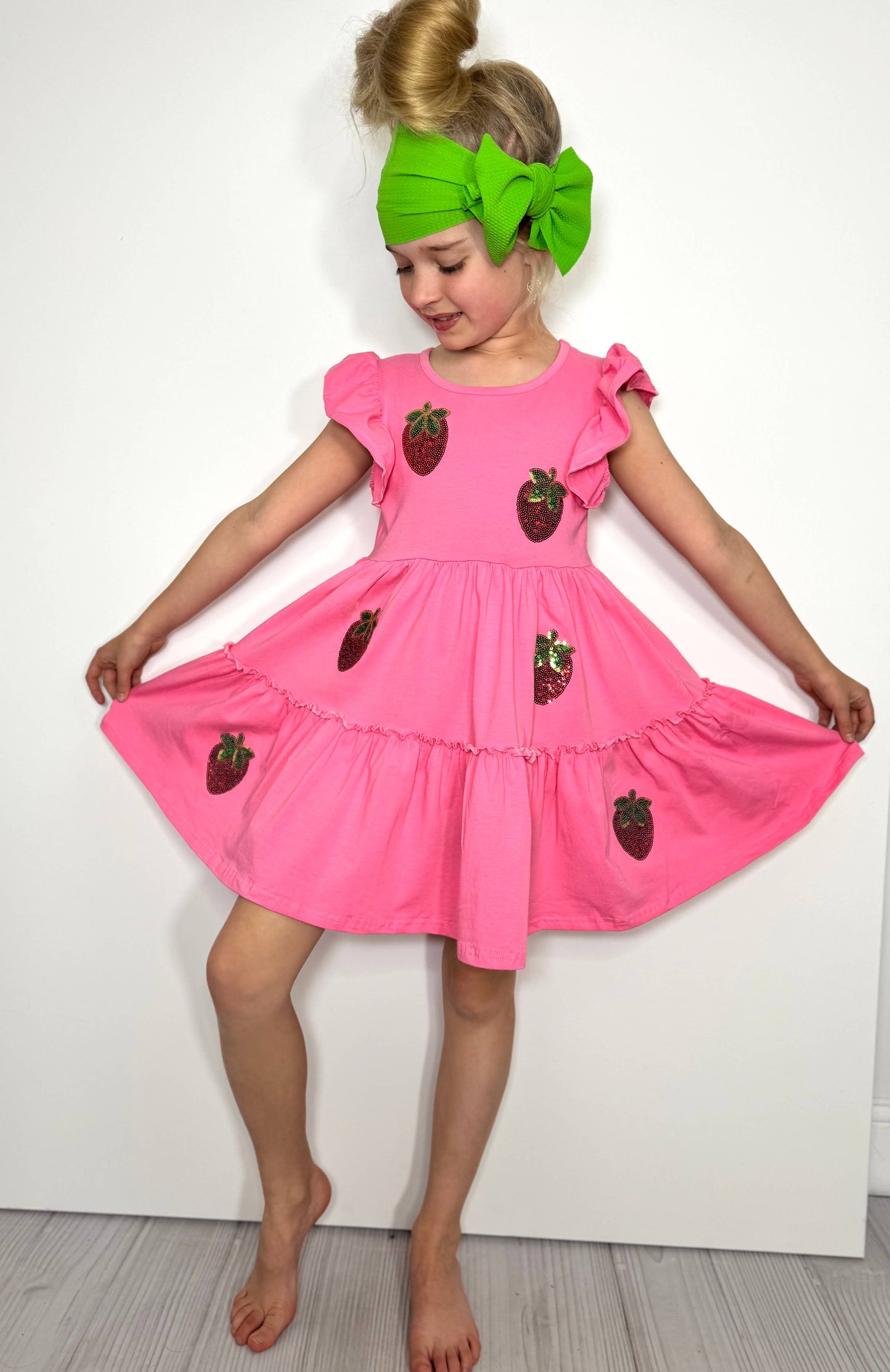 Strawberry Sequin Girls Dress