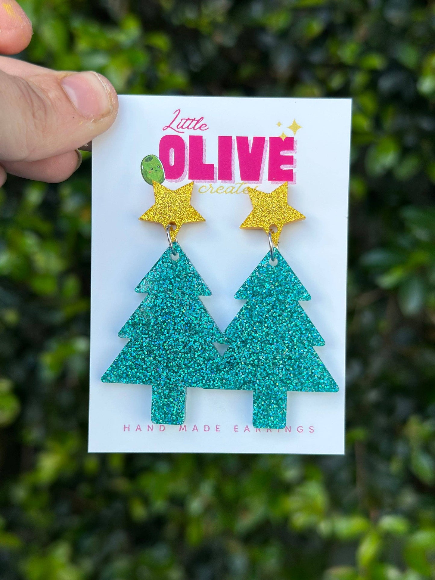 Glitzy Glitter Christmas Tree Dangle Earrings Pack