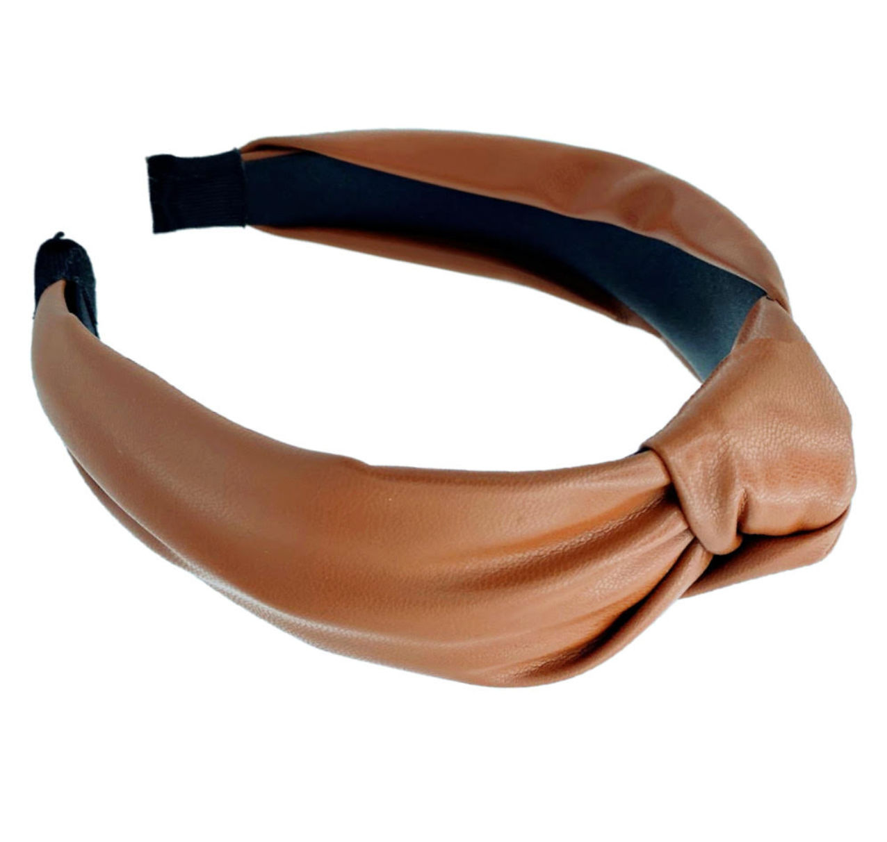 Camel | Faux Leather Top Knot Headband