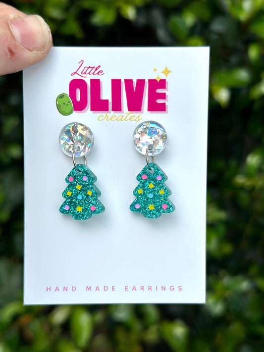 Hand- Painted Christmas Tree Mini Dangle