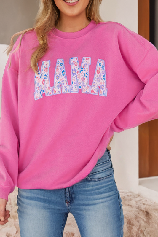 MAMA Embroidered Graphic Pullover Sweatshirt