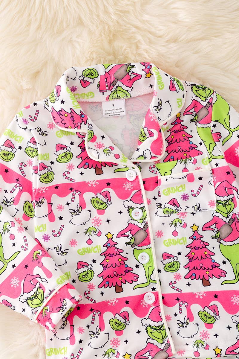 Christmas tree & Grinch printed pajamas