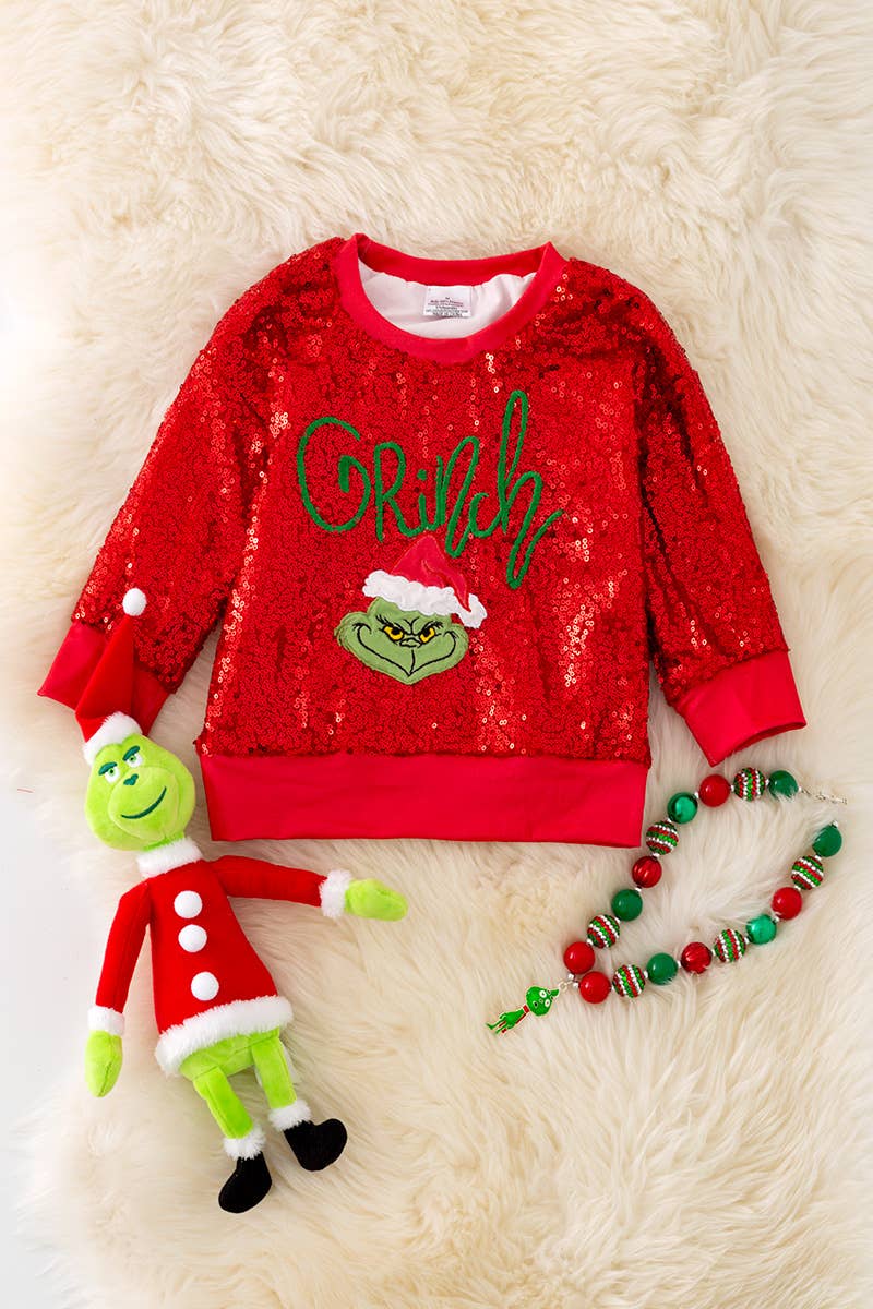 Red sequins Grinch sweatshirt