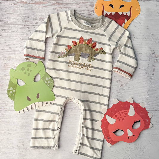 Dinosaur and Stripes Infant Boy's Onesie