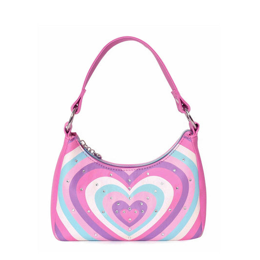 Rayed Heart Rhinestone Heart Mini Crescent Bag