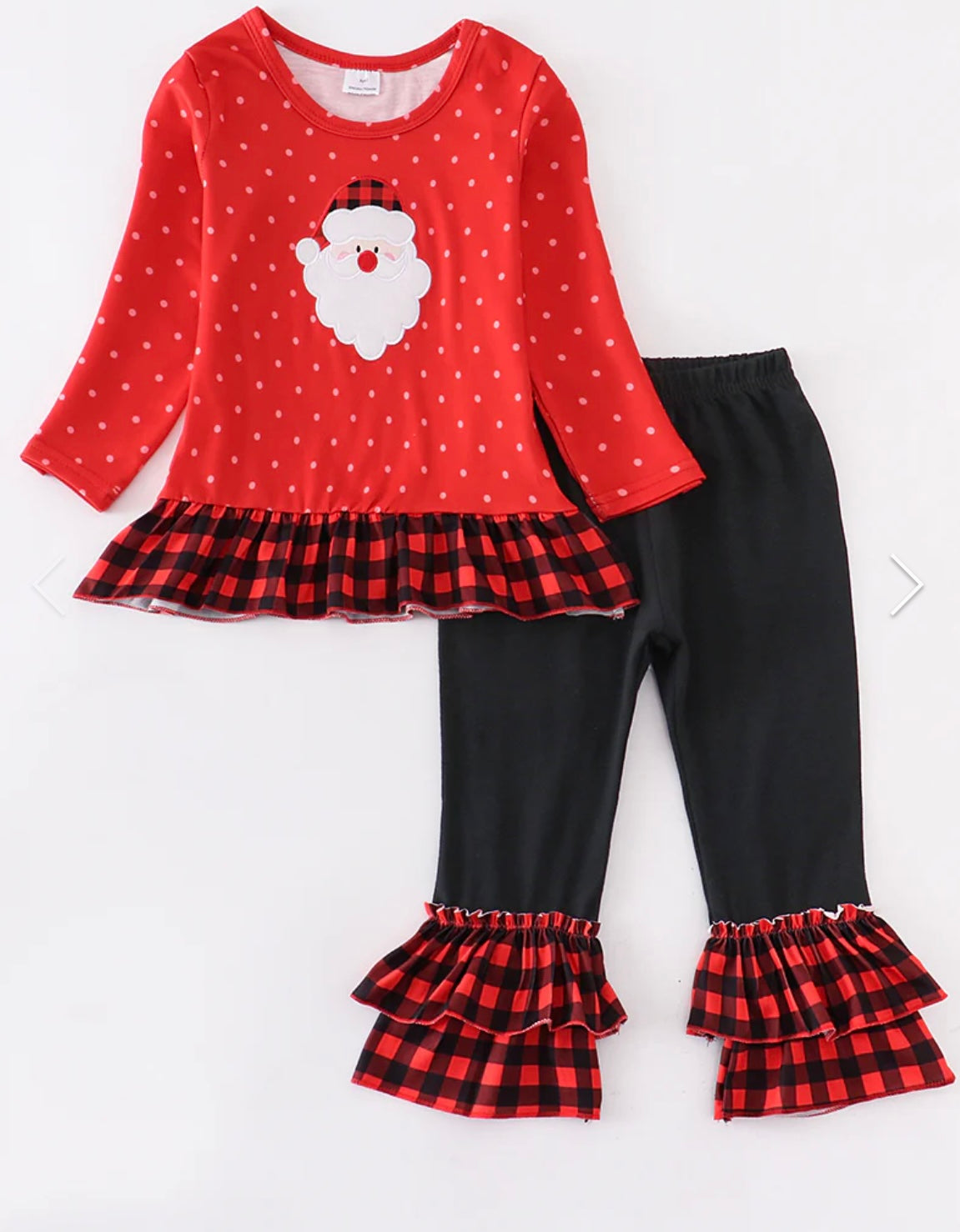 Red Plaid Santa Applique Set