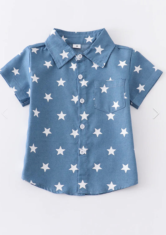 Blue star Boy Pocket Shirt